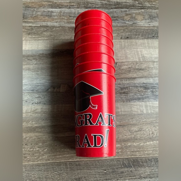 Red & Black Graduate Party Cups Set Of 8 - Picture 3 of 5